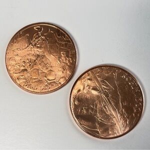 Lot of 2 Copper Rounds – Pied Piper & Robin Hood – 1 oz Each – BU